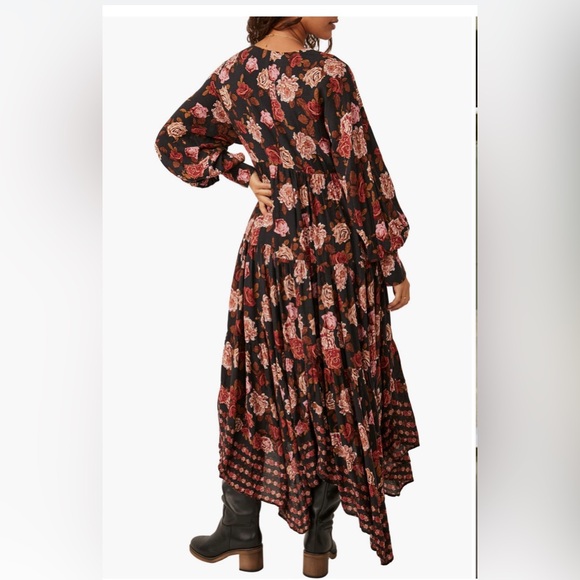 Free People EUC, rose print maxi dress, size large - Picture 4 of 8